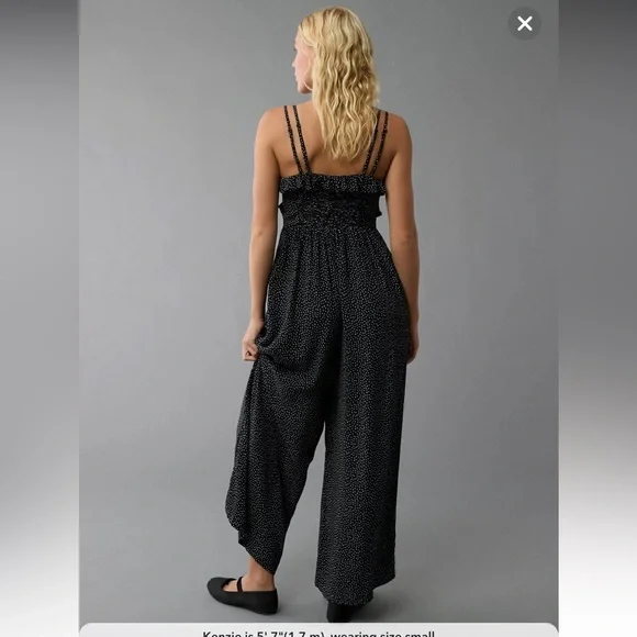 NWT AE Black and White Polka Dot Jumpsuit - Picture 2 of 8